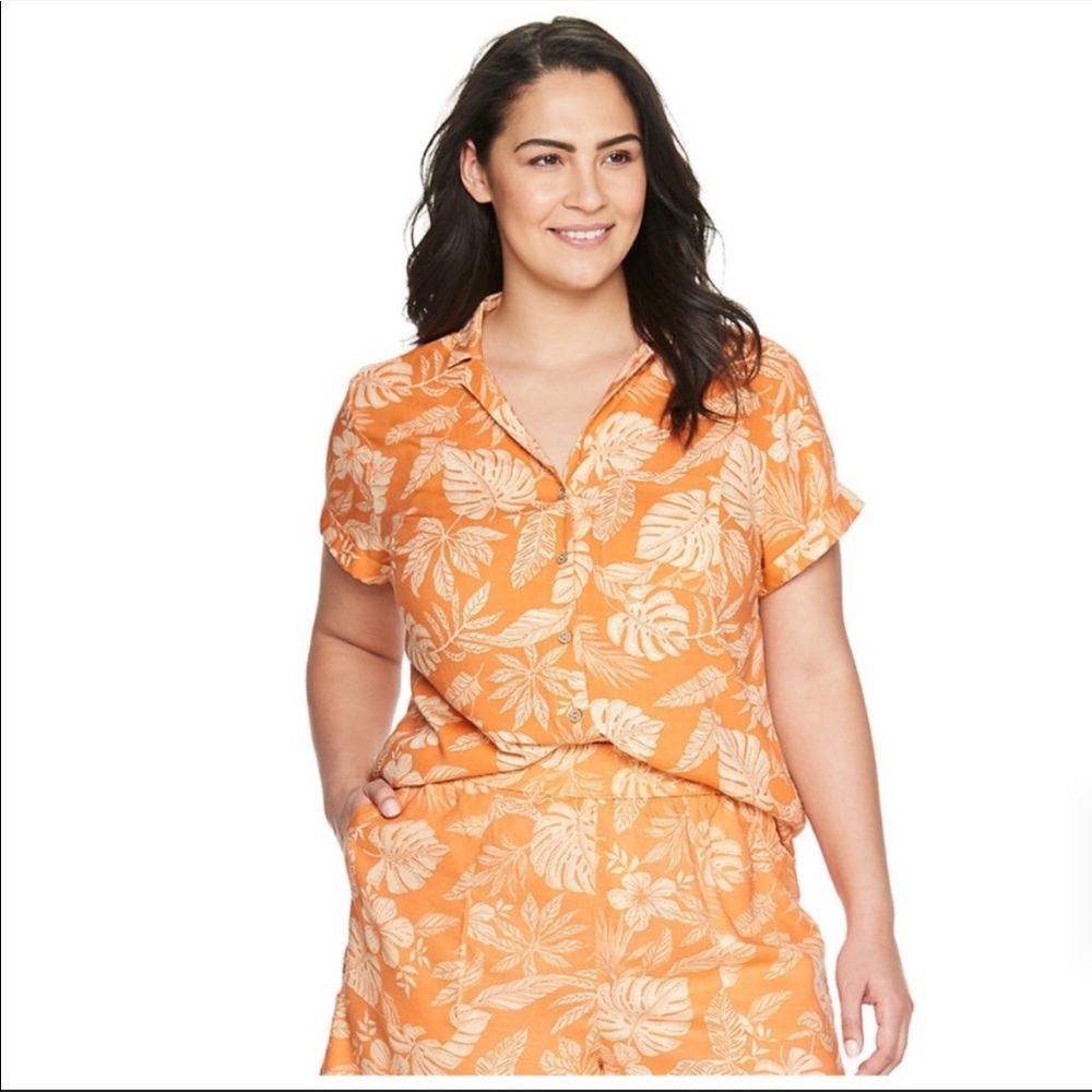 NWT Sonoma Easy Pull-On Shorts Orange Floral Size 2X